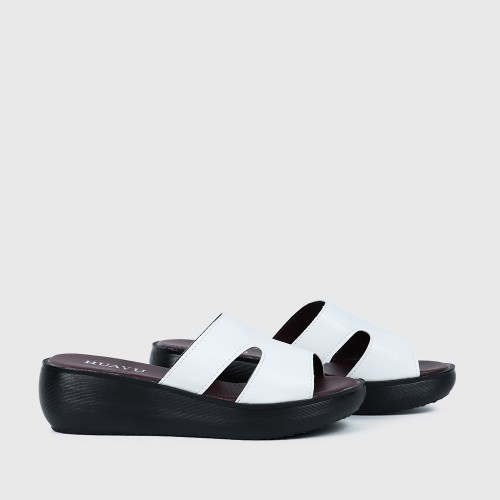 Comfortable Slip On Wedge Slippers for Women - White image