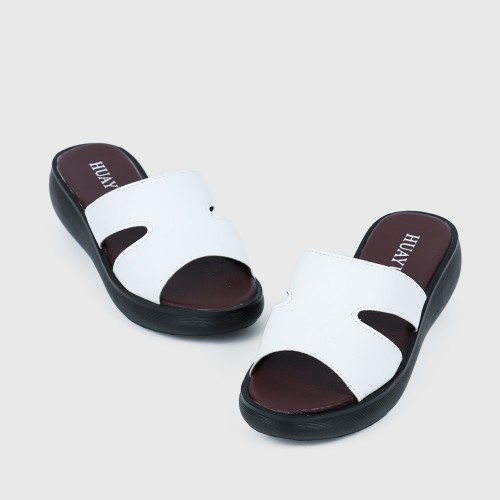 Comfortable Slip On Wedge Slippers for Women - White image