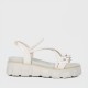 Flower Decorated Braided Belted Sandals for Ladies - Beige image