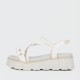 Flower Decorated Braided Belted Sandals for Ladies - Beige image