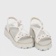 Flower Decorated Braided Belted Sandals for Ladies - Beige image
