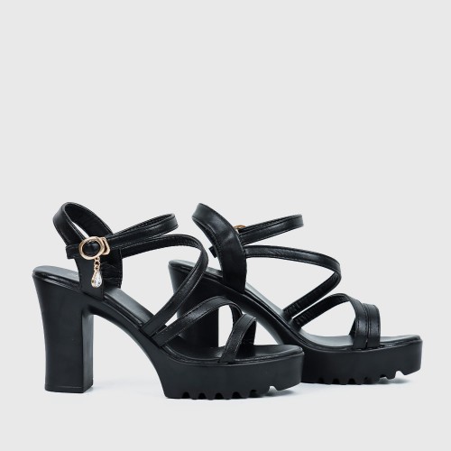 Buckle Strap Closure High Heeled Sandals -Black image