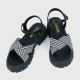 Buckle Closure Braid Print Strap Square Heel Sandals for Women - Black image