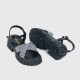 Buckle Closure Braid Print Strap Square Heel Sandals for Women - Black image