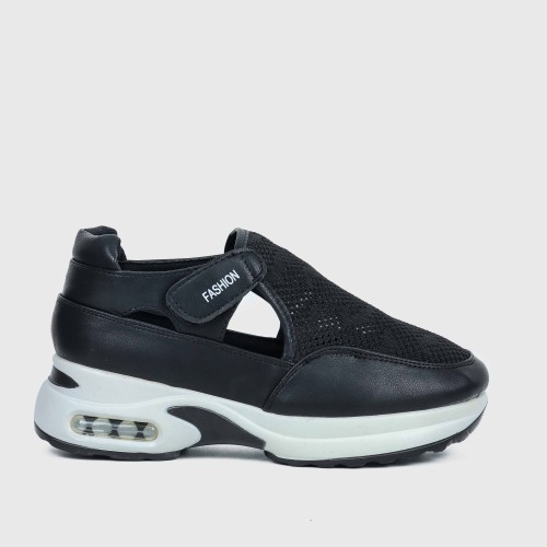 Women’s Breathable Casual Velcro Sport Shoes – Black image