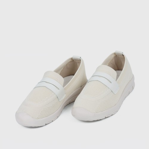 Light Weight Retro Style Slip On Loafers for Women - Cream image