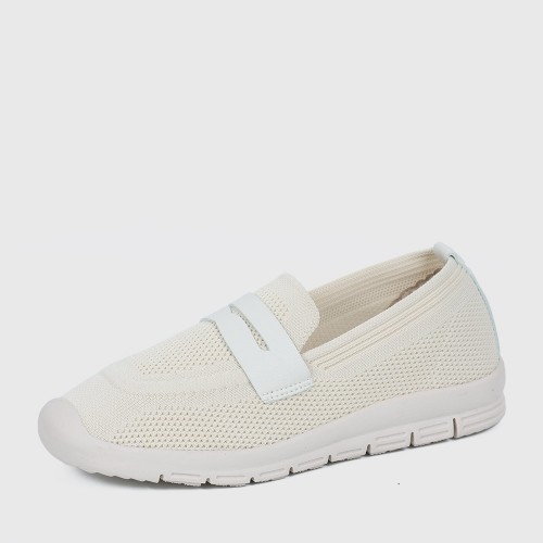 Light Weight Retro Style Slip On Loafers for Women - Cream image