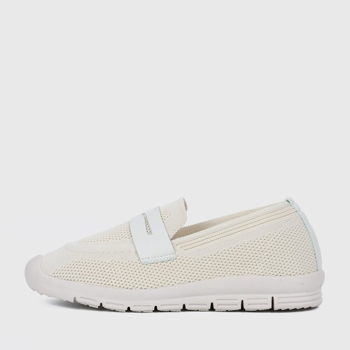 Light Weight Retro Style Slip On Loafers for Women - Cream image
