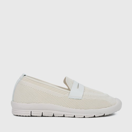Light Weight Retro Style Slip On Loafers for Women - Cream image