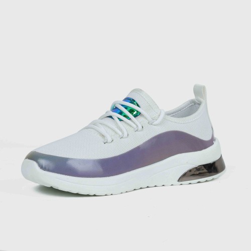 Women’s Slip On Breathable Sole Shiny Casual Shoes - White image