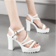 Buckle Strap Closure High Heeled Sandals - White image