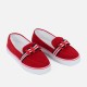 Bowknot Low Heel Round Toe Slip On Women’s Loafers - Red image