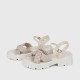 Buckle Closure Square Heel Sandals for Women - Cream image