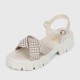 Buckle Closure Square Heel Sandals for Women - Cream image
