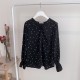 Elegant Style Hearts Printed Chic Loose Blouse - Black image