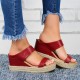 Women's Comfort Slip On Hollow Platform Slippers - Red image