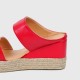 Women's Comfort Slip On Hollow Platform Slippers - Red image