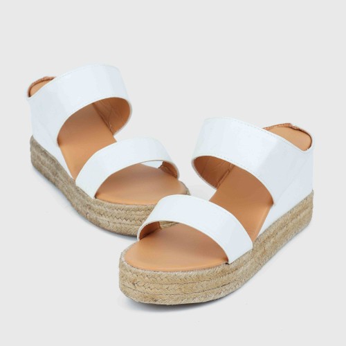 Women's Comfort Slip On Hollow Platform Slippers - White image