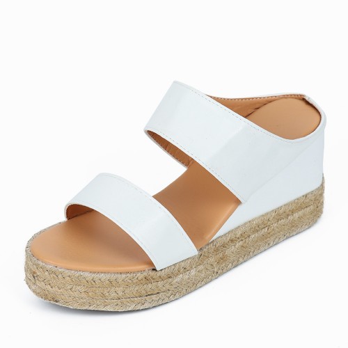 Women's Comfort Slip On Hollow Platform Slippers - White image