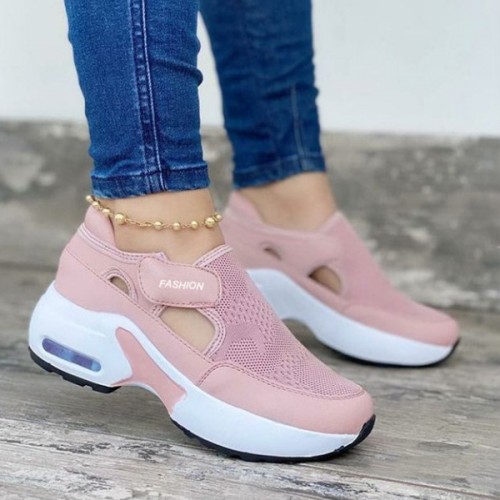 Women’s Breathable Casual Velcro Sport Shoes – Pink image