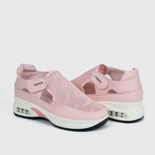 Women’s Breathable Casual Velcro Sport Shoes – Pink image