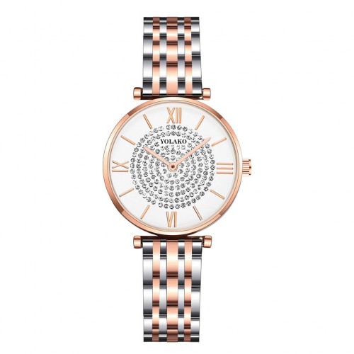  Roman Scale Stainless Steel Strap Women's Watch - Rose Gold image