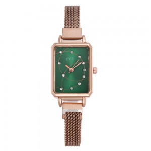  Rectangular Case Celestial Design Women's Wrist Watch - Green