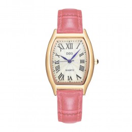 Roman Style Dial Leather Wrist Watch For Women - pink