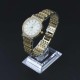 Crystal Rim Steel Strap Wrist Watch For Women's - Gold image