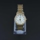 Crystal Rim Steel Strap Wrist Watch For Women's - Gold image