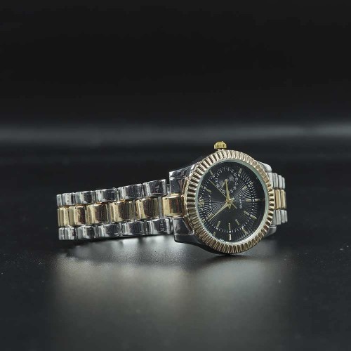 Casual Analogue Quartz Ladies Wrist Watch - Silver Gold Strap image