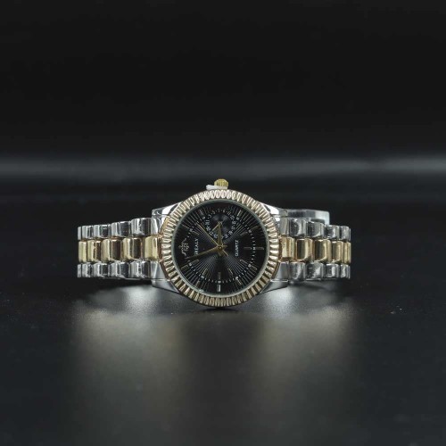Casual Analogue Quartz Ladies Wrist Watch - Silver Gold Strap image