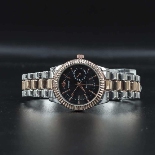 Casual Analogue Quartz Ladies Wrist Watch - Silver Rose Gold Strap image