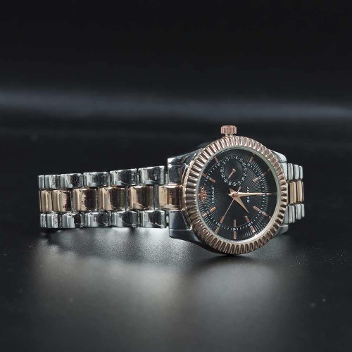 Casual Analogue Quartz Ladies Wrist Watch - Silver Rose Gold Strap image
