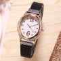Rhinestone Oval  Dial Women's Wrist Watch - Black
