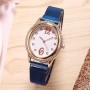 Rhinestone Oval  Dial Women's Wrist Watch - Blue