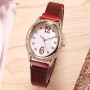 Rhinestone Oval  Dial Women's Wrist Watch - Red