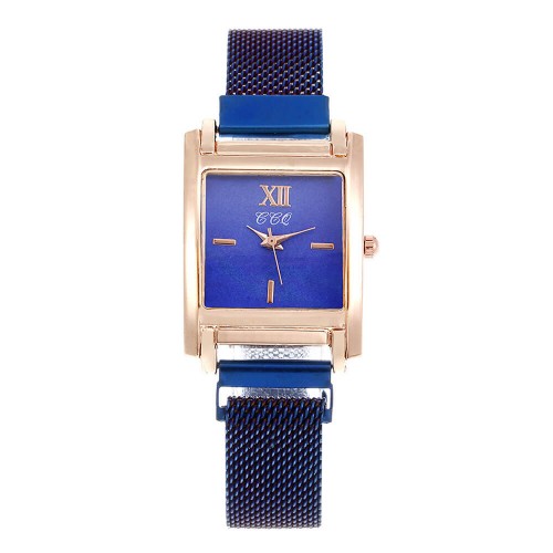 Rectangular Face Magnetic Wrist Watches For Women - Blue image