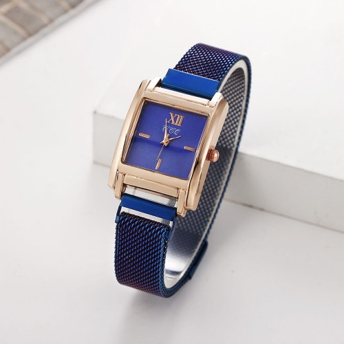 Rectangular Face Magnetic Wrist Watches For Women - Blue image