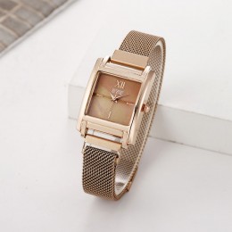 Rectangular Face Magnetic Wrist Watches For Women - Gold