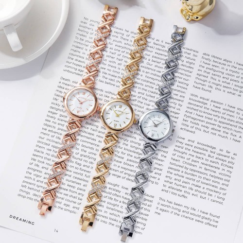 Luxury Round Dial Bracelet Wrist Watch - Rose Gold image