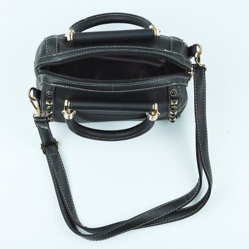Zipper closure Leather Handbag For Ladies - Black image