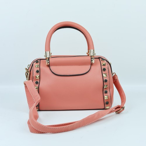 Zipper closure Leather Handbag For Ladies - Orange image