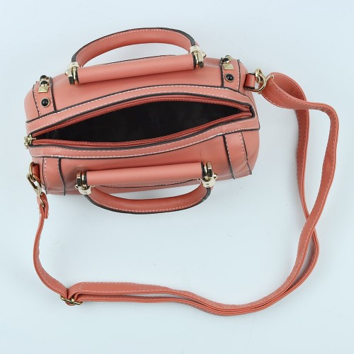 Zipper closure Leather Handbag For Ladies - Orange image