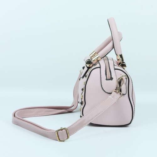 Zipper closure Leather Handbag For Ladies - Pink image