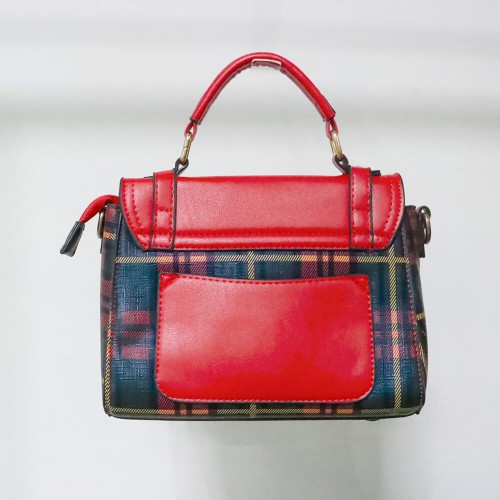 Zipper Closure Leather Messenger Bag For Women - Red image