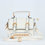 Rivets Fashion  Magnetic Closure Women's Leather Shoulder Bag - Cream
