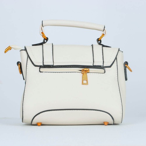 Rivets Fashion Magnetic Closure Women's Leather Shoulder Bag - Cream image