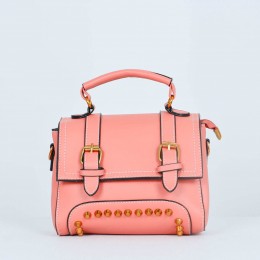 Rivets Fashion  Magnetic Closure Women's Leather Shoulder Bag - Red