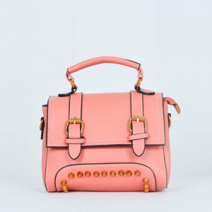 Rivets Fashion  Magnetic Closure Women's Leather Shoulder Bag - Red